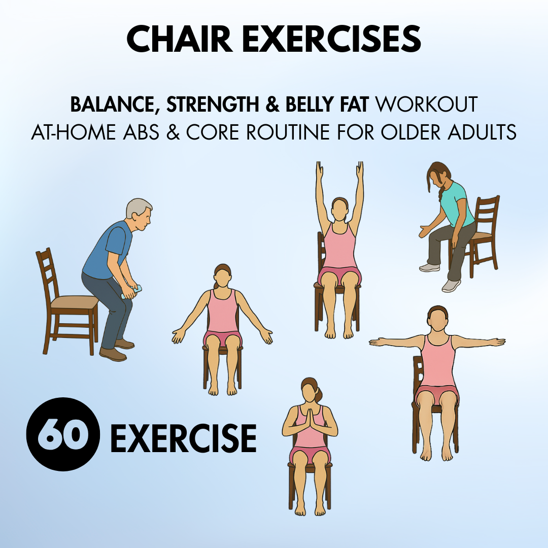 60 Chair Exercise – Balance, Strength & Belly Fat Loss